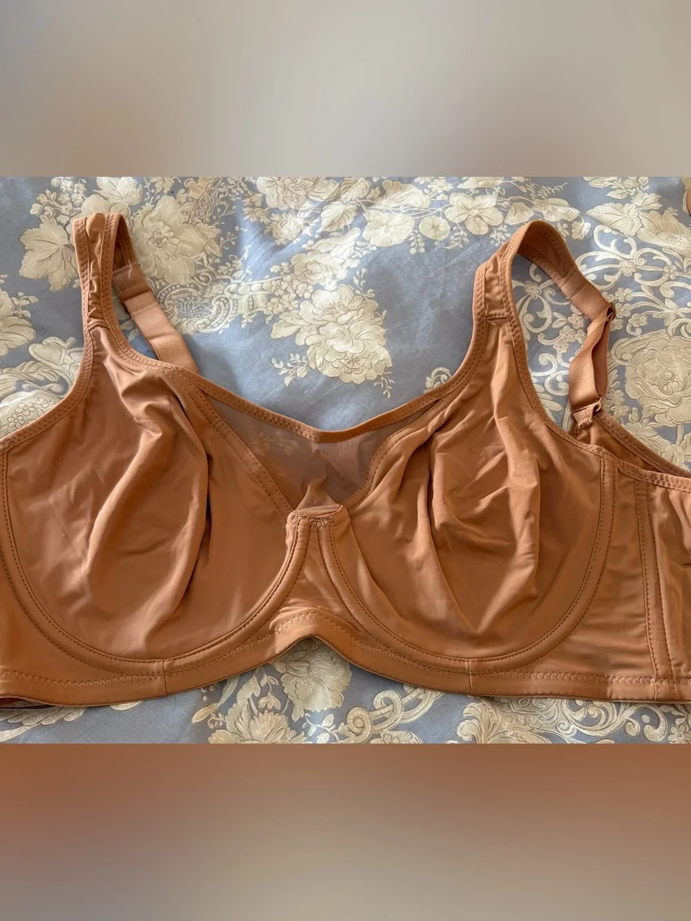 NWT Unbranded Women’s Coffee Color Unlined Underwire Bra w/Mesh Detail; Size 44F - Picture 2 of 7